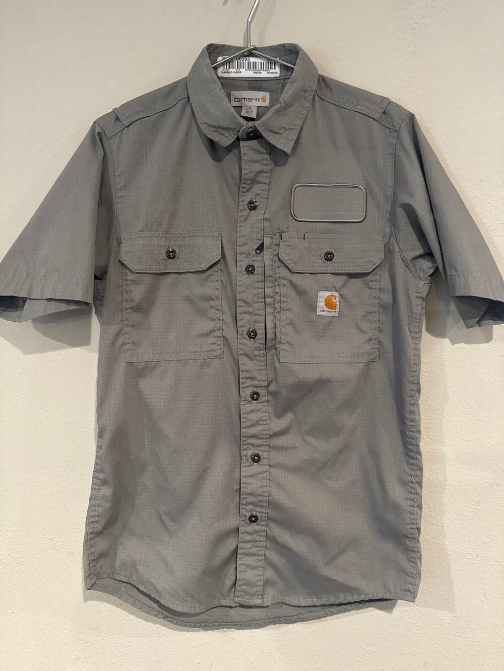 Carhartt Men's Small Gray Ripstop Short Sleeve Utility Work Shirt